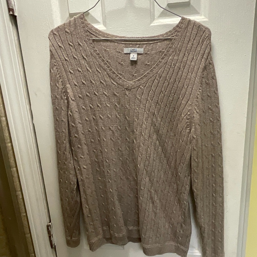 Women's Croft & Barrow Extra Soft Cable Knit V-Neck Sweater Size M